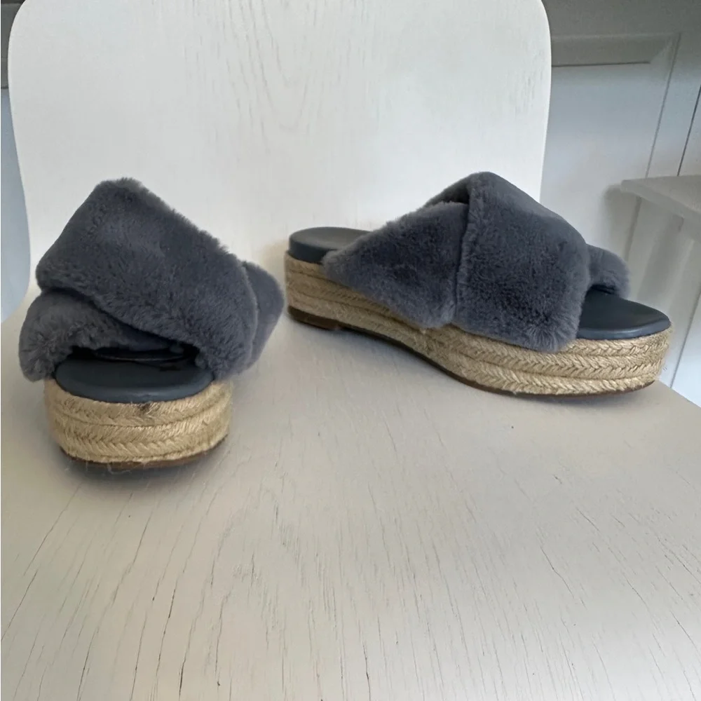 Sam Edelman ZIA Faux Fur Platform Espadrille Slipper Wedge Size 8.5